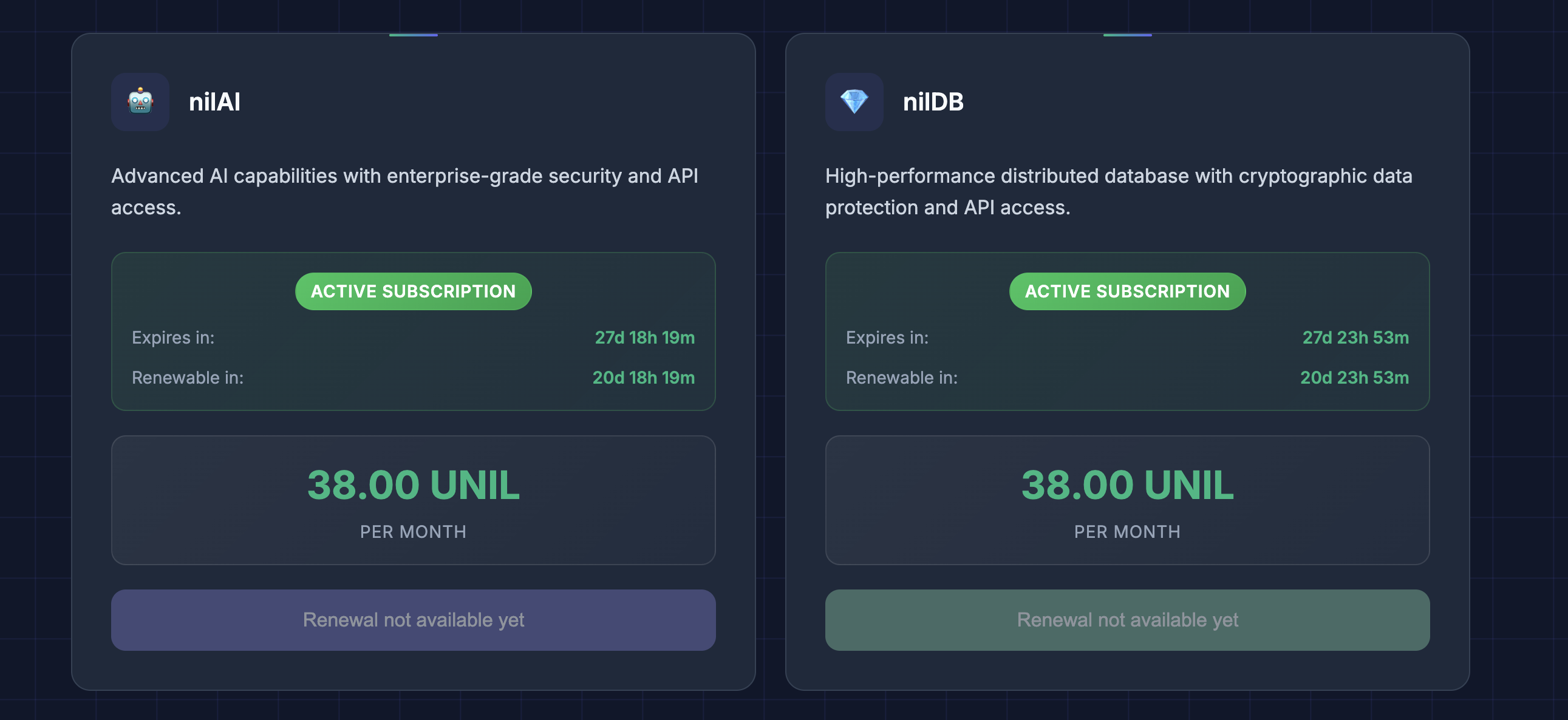nilDB payment
