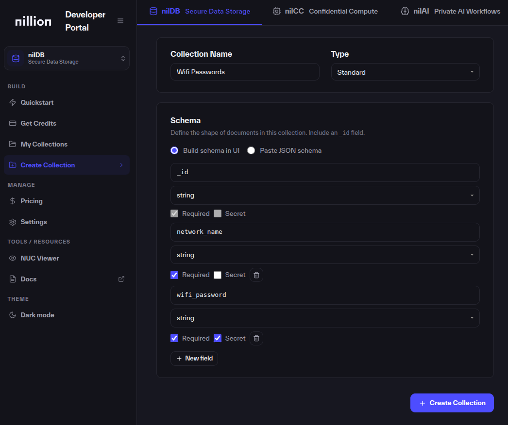 Create Collection with the UI