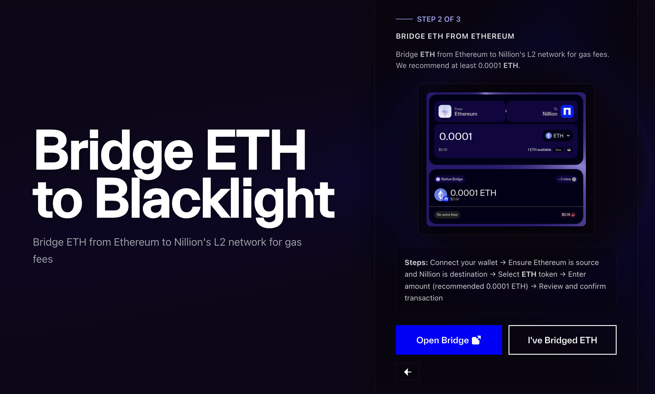 Bridge ETH to Nillion's L2
