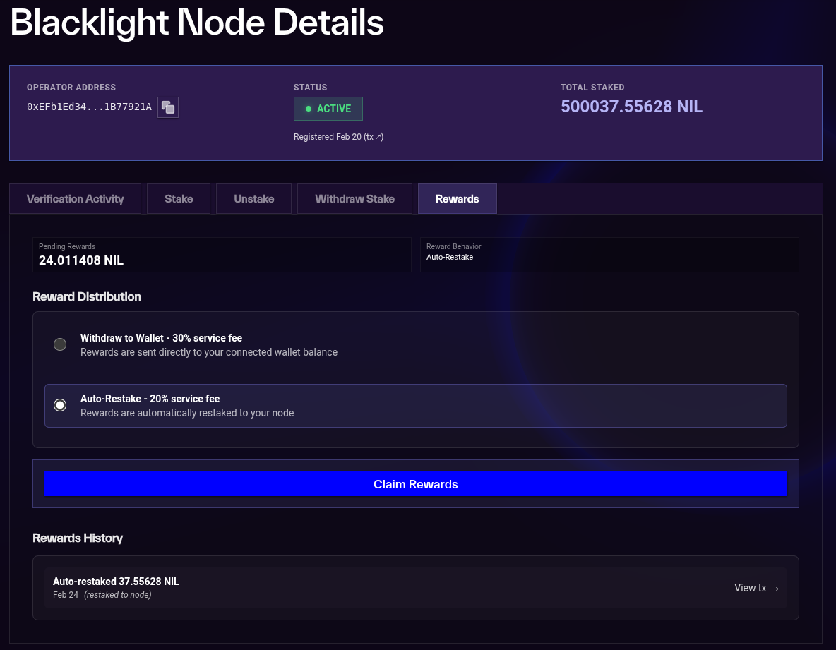 Stake to managed node